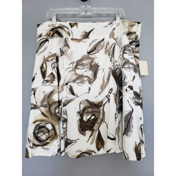NEW Coldwater Creek Petite XL Painted FLoral Flare Skrit XL Petite 18 grays fall - Picture 1 of 5